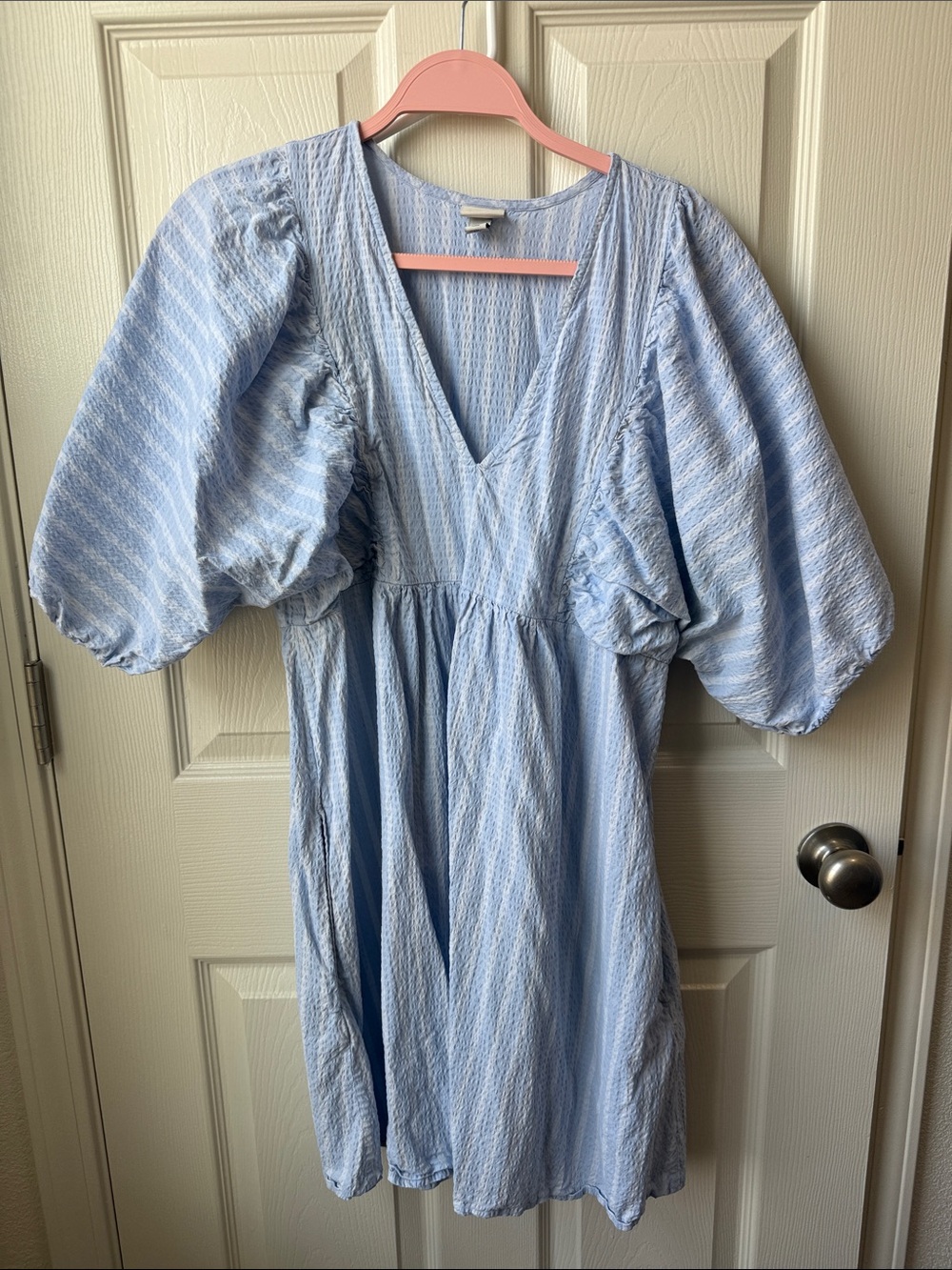 a new day Light Blue Textured V-Neck Dress